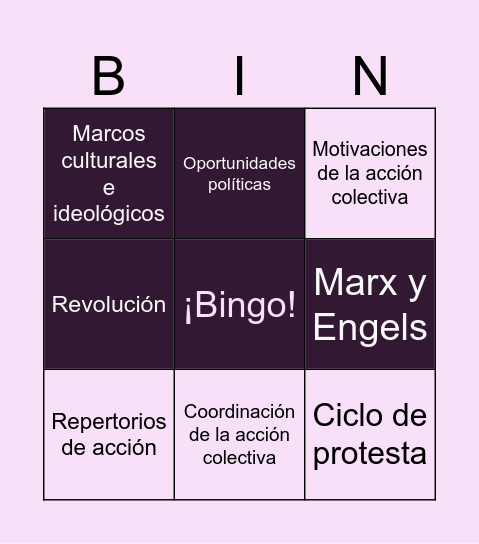 Bingo Conceptual Bingo Card