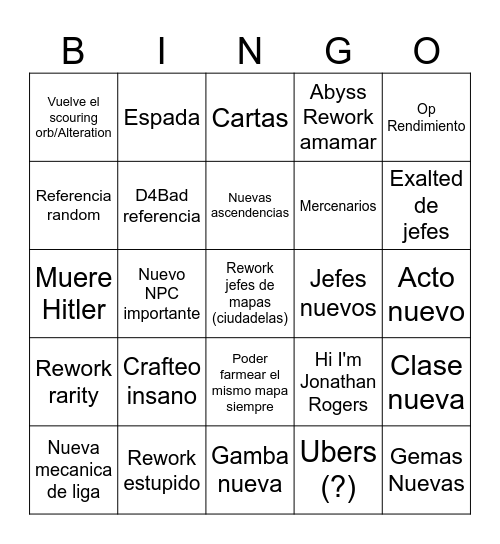 Pato 0.5 Bingo Card