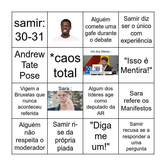 Bingo Debate Bingo Card