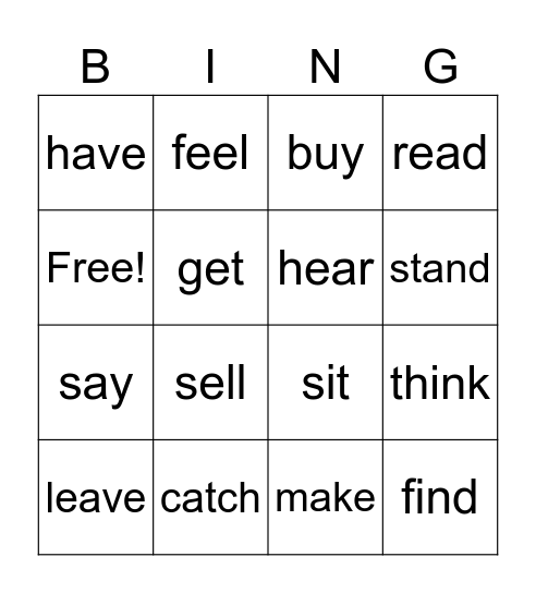 Irregular verbs 1 group Bingo Card