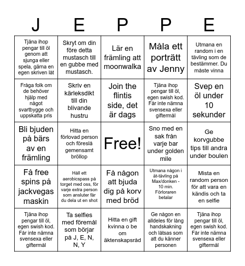 JEPPE SVENSEXA Bingo Card