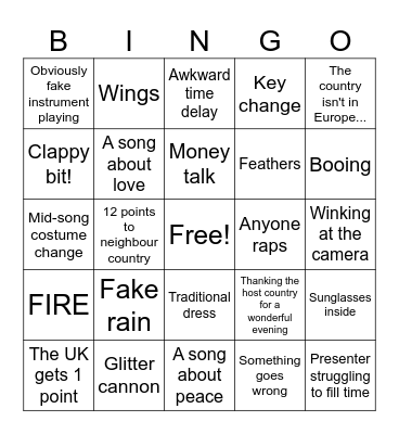 Eurovision Bingo! Bingo Card
