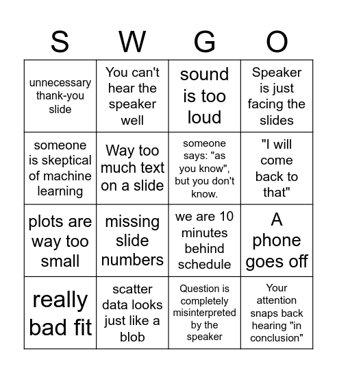 SWGO Bingo Card
