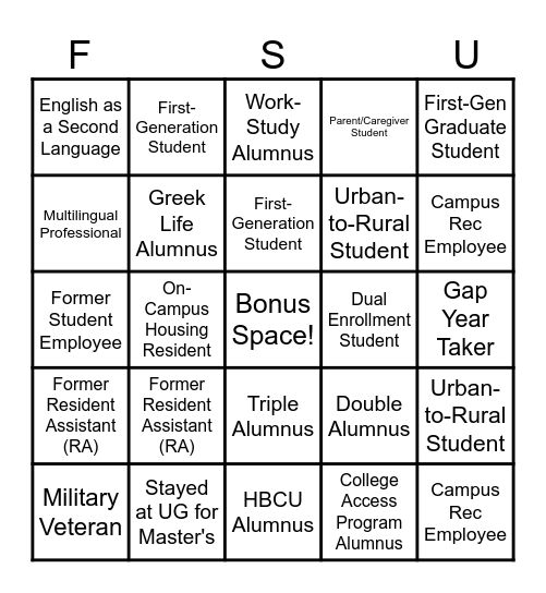 SALT - Human Bingo Card