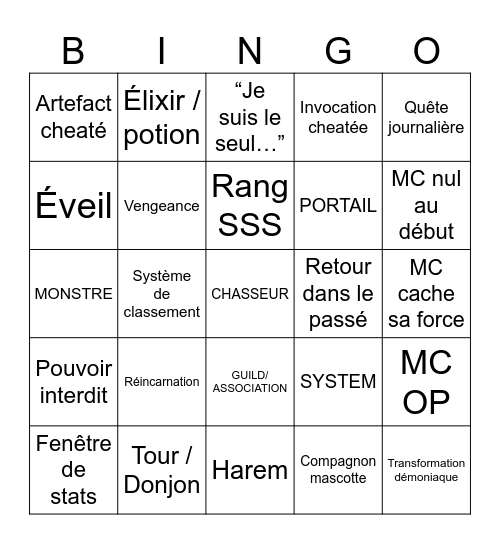 bingo manhwa Bingo Card