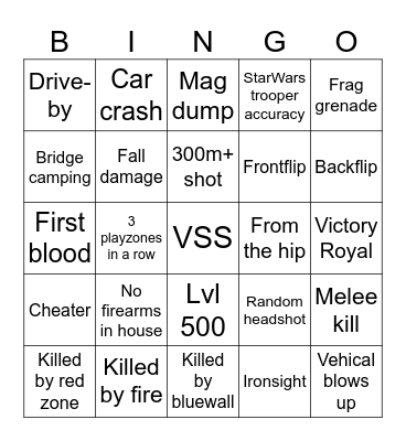 Pubg BINGO SOLOS Bingo Card