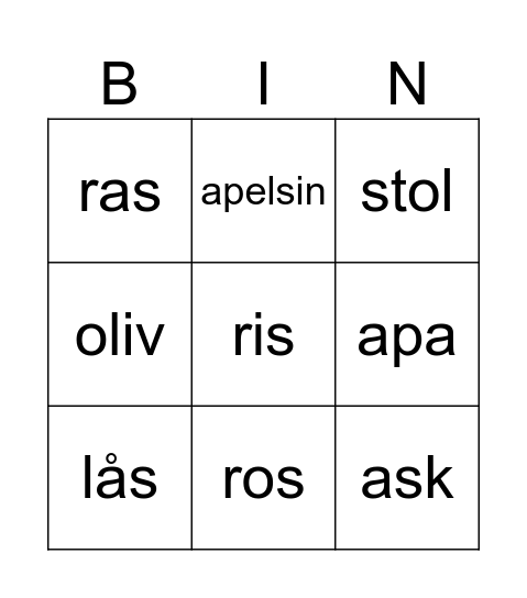 Bingo r Bingo Card
