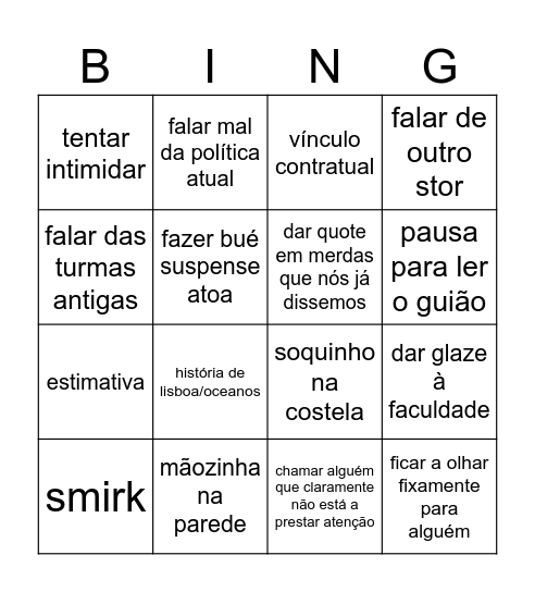 gonçalinho Bingo Card
