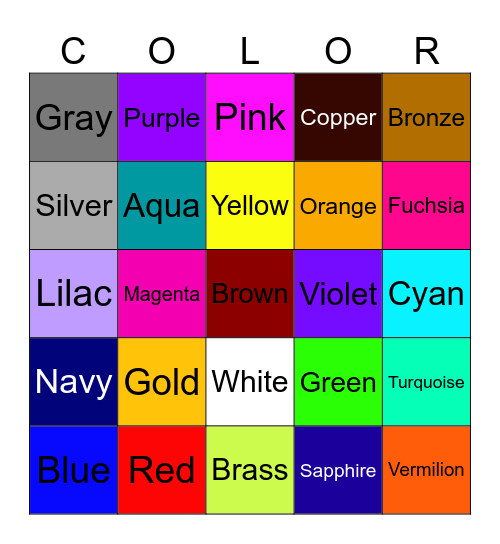 Colors At Carlibar Pirmary School 🏫 * Bingo Card