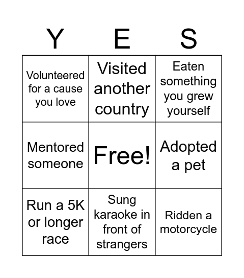 "Been There, Done That" Bingo Card