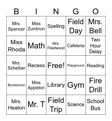 Central Noble Primary Bingo Card
