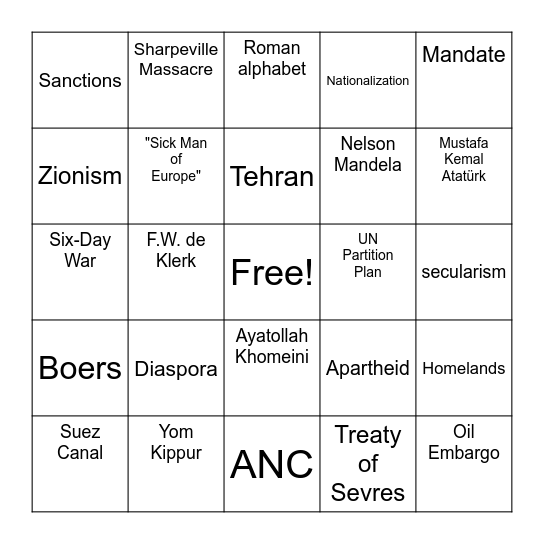 Review Bingo Card