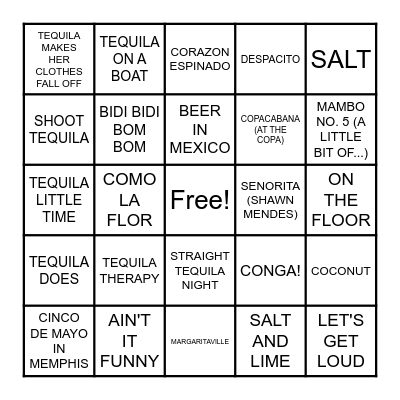 CINCO DE DRINKO Bingo Card