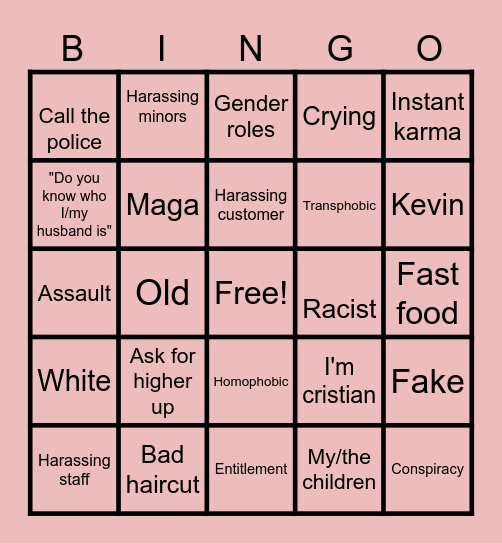 Karen Bingo Card