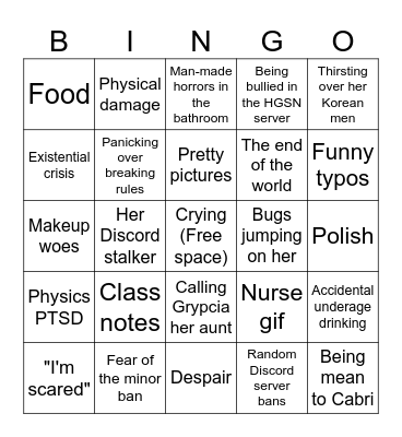 The Daily Life of Aglasis Bingo Card
