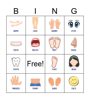 Body Parts Bingo Card