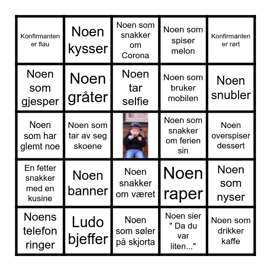 Konfirmasjonsbingo Card