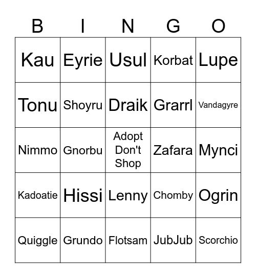 Welcome to Neopia Bingo Card