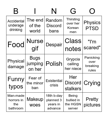 The Daily Life of Aglasis Bingo Card