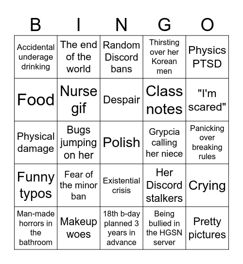 The Daily Life of Aglasis Bingo Card