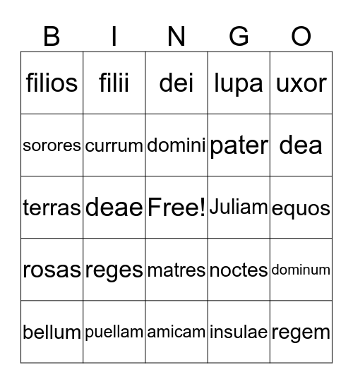 De juiste naamval? Bingo! Bingo Card