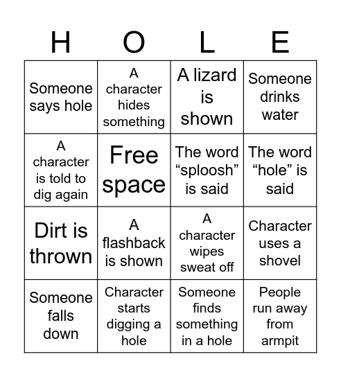 Holes bingo Card