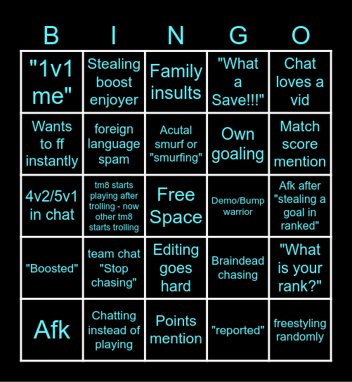 Solo Standard Ranked Experience Bingo Card