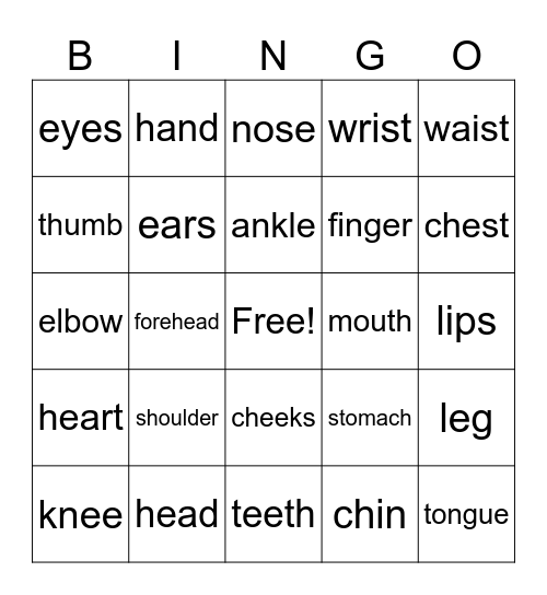 Human body systems Bingo Card