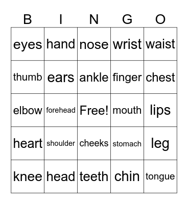 body systems Bingo Card