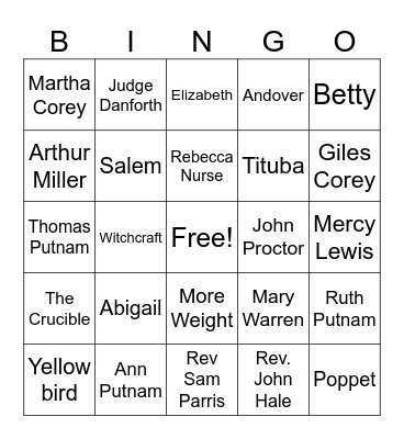 Quarter 1 Bingo Card