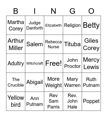 Quarter 1 Bingo Card