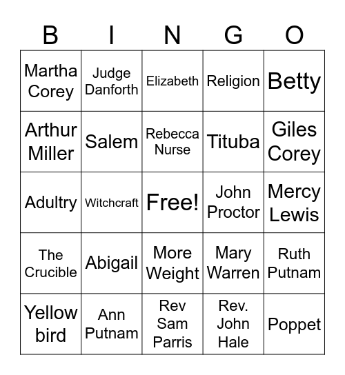 Quarter 1 Bingo Card