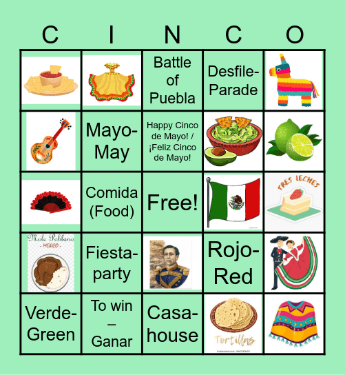 Cinco de Mayo Bingo Card