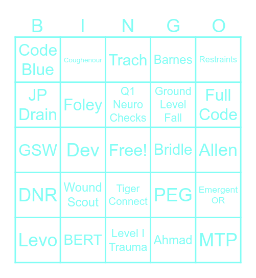 Nurses Week Bingo Card