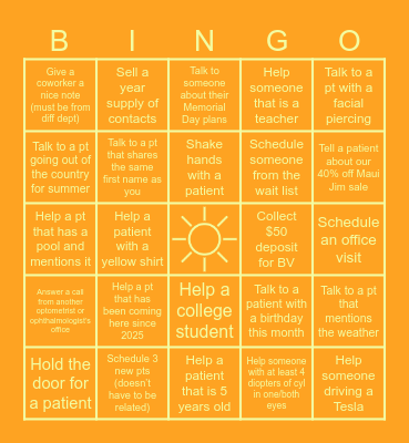 MAY TEG BINGO Card