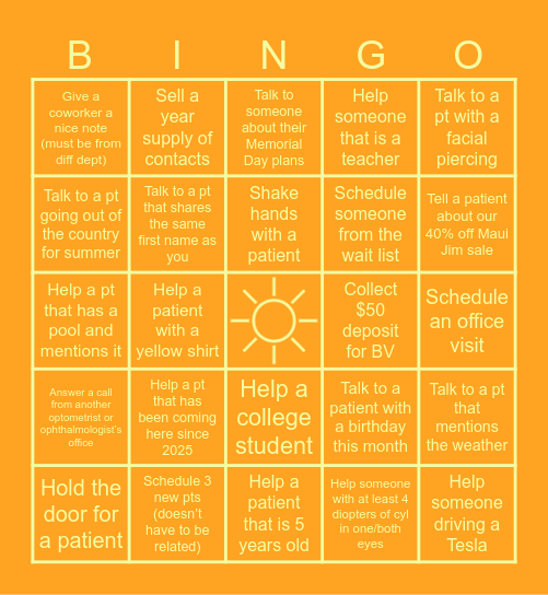 MAY TEG BINGO Card