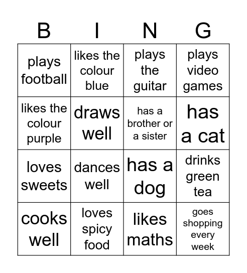 ICE BREAKER Bingo Card