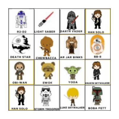 Staw Wars Bingo Card