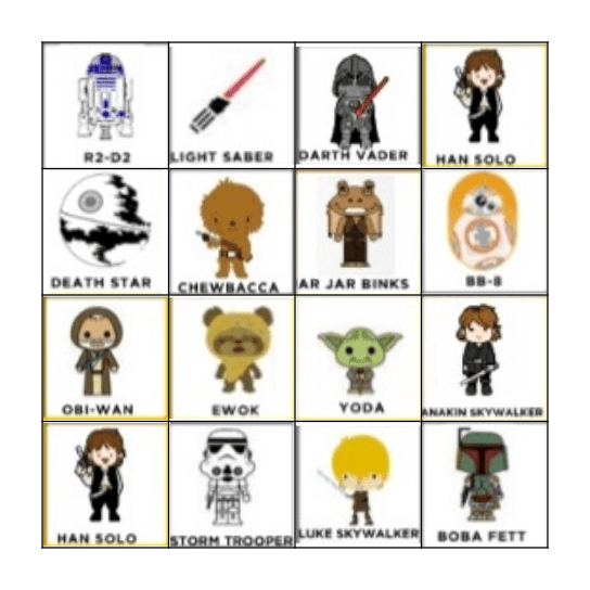 Staw Wars Bingo Card