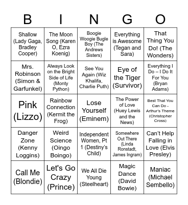 At The Movies Bingo Card