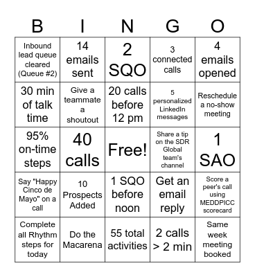 Cinco de Mayo Bingo! Bingo Card