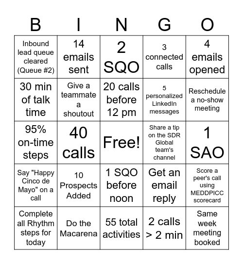 Cinco de Mayo Bingo! Bingo Card