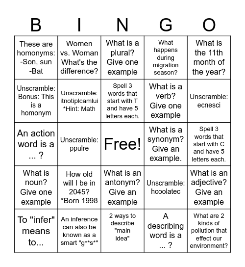 SLP ultimate card Bingo Card