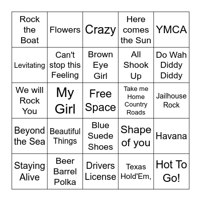 Seniors and Student Bingo Card