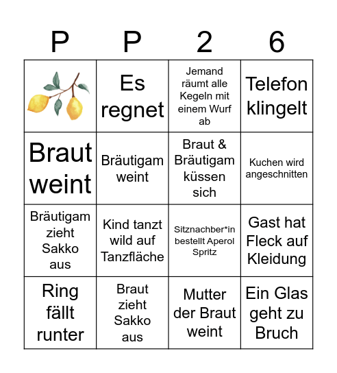 Hochzeitsbingo Card