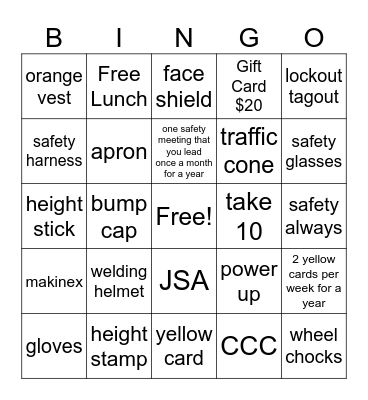 Safety Week 2026 Bingo Card