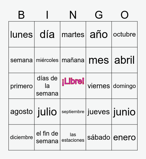 La Fecha Bingo Card