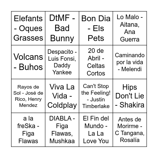BINGO MASIA Bingo Card