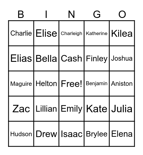 NHS New Member Bingo Card