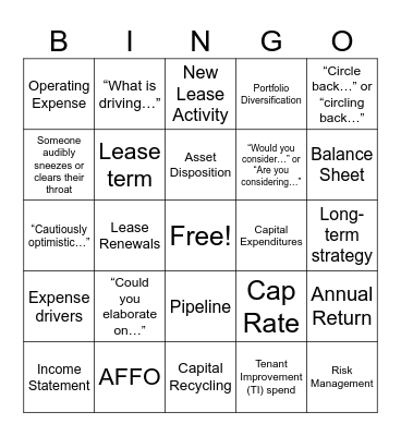 CHCT Earnings Call Q1 2026 Bingo Card